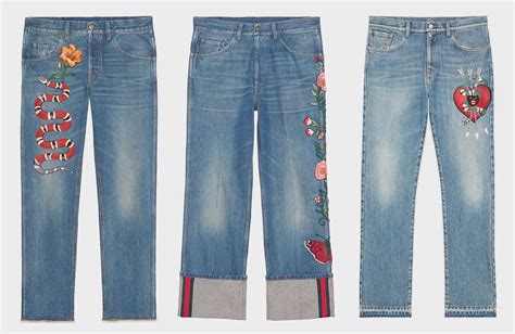 gucci jeans embroidered|gucci ripped denim jeans.